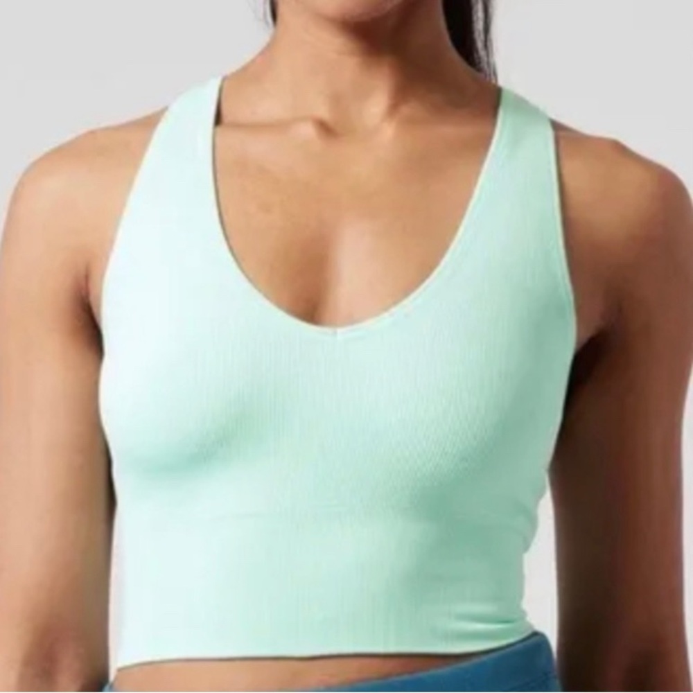 Athleta Coral Blue Aurora Crop Rib Tank Camisole size XS